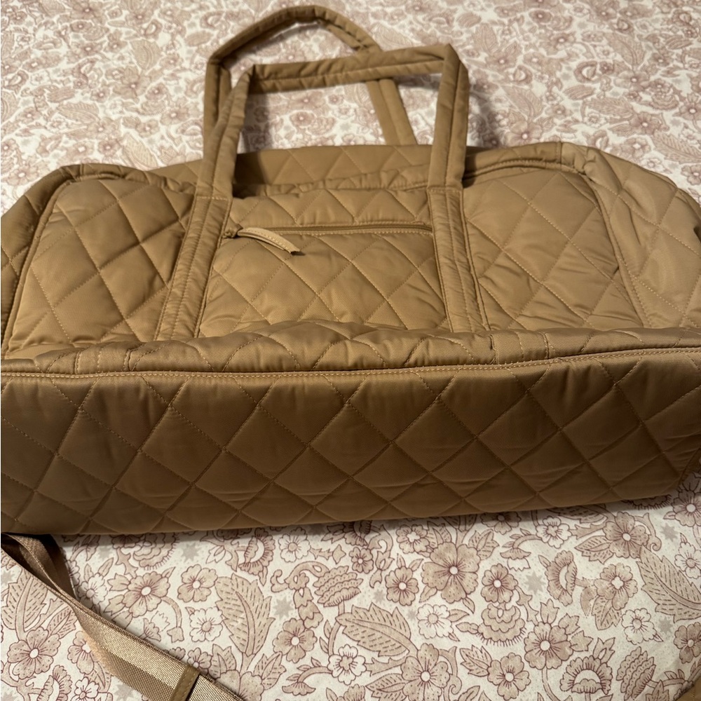 Vera Bradley Tan Quilted Travel Bag with Faux Leather Handles - Picture 3 of 5